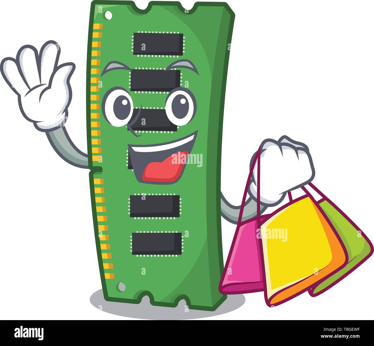 Shopping RAM memory card the mascot shape Stock Vector
