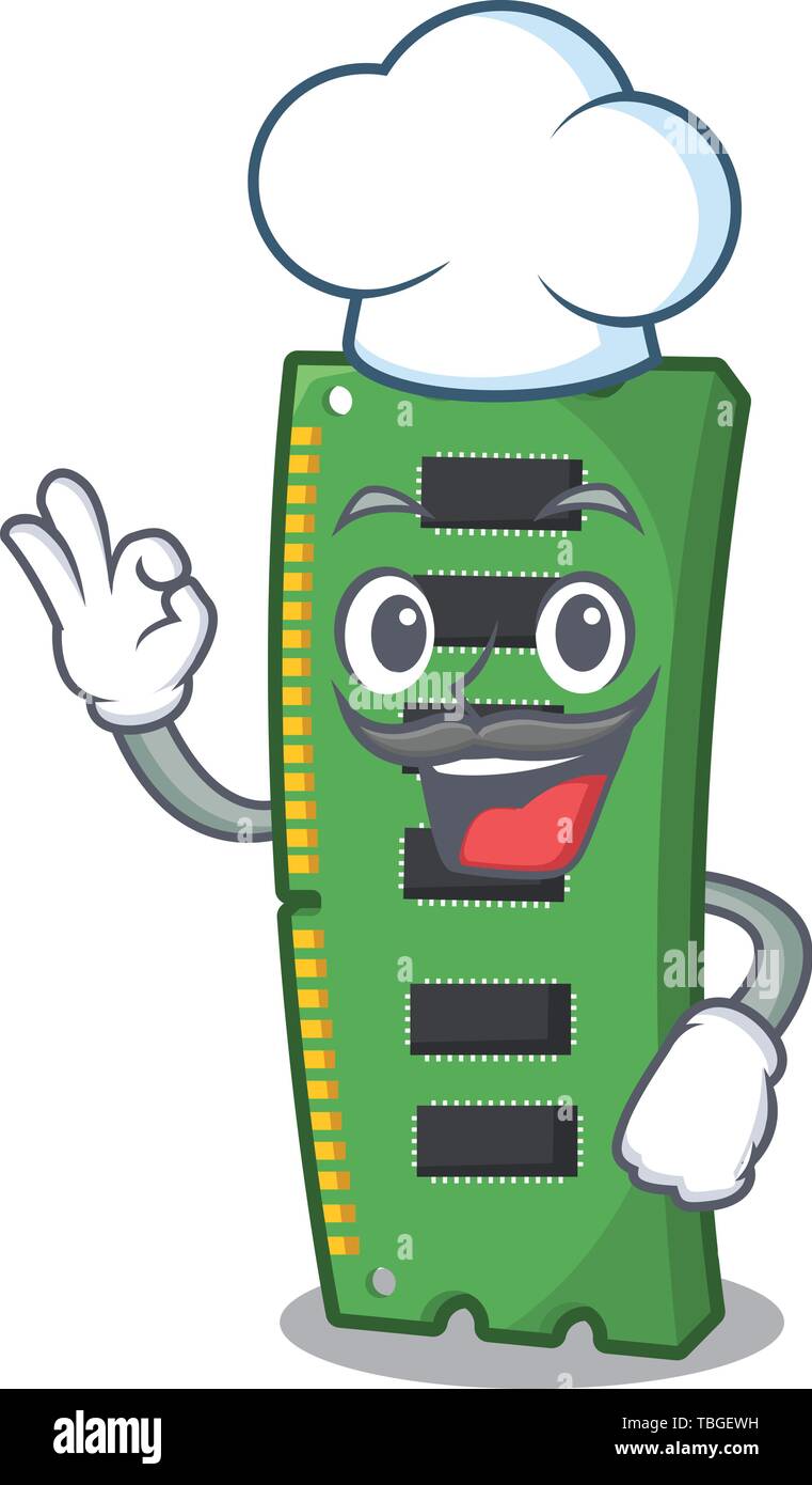 Chef RAM memory card the mascot shape Stock Vector