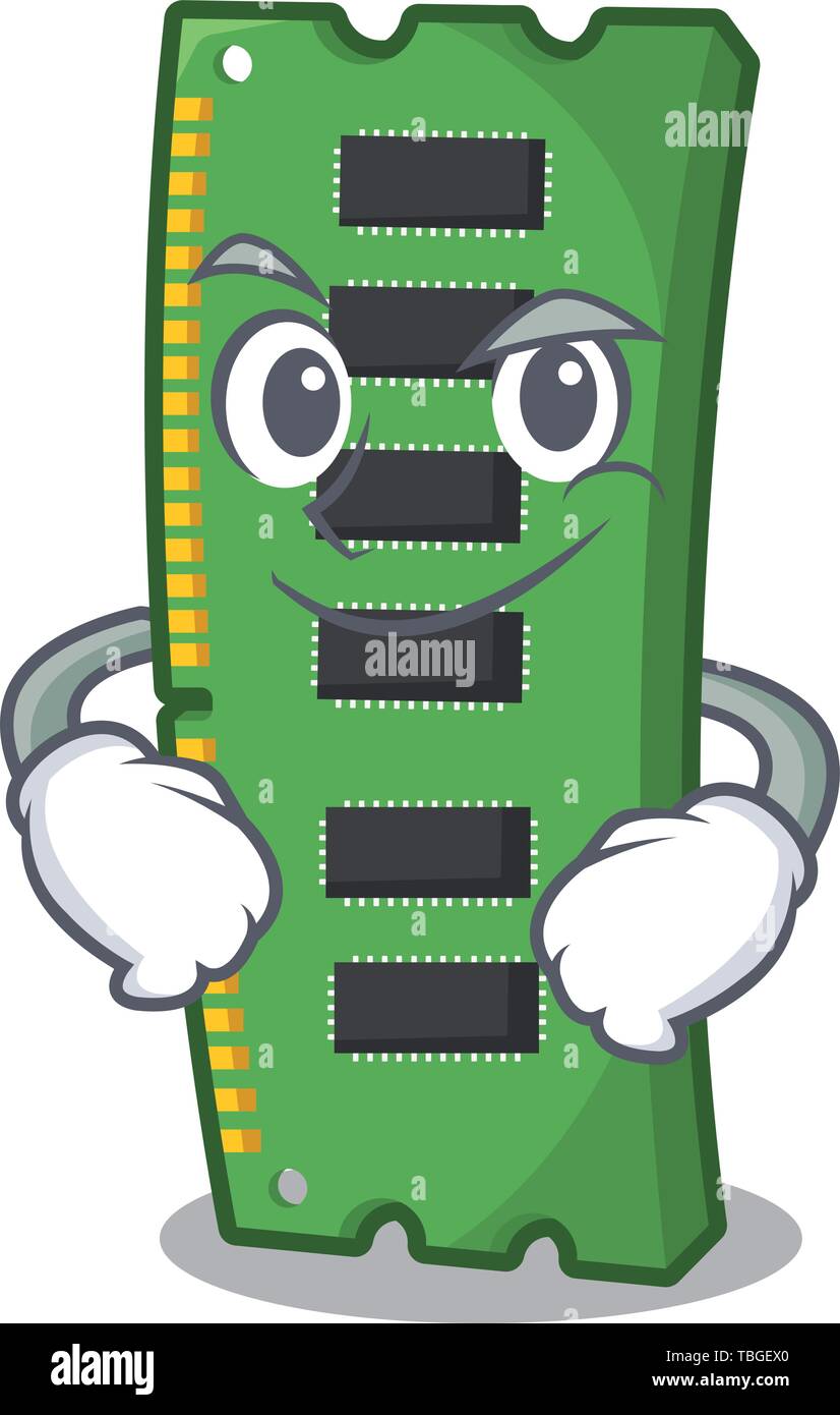 Smirking RAM memory card the mascot shape Stock Vector