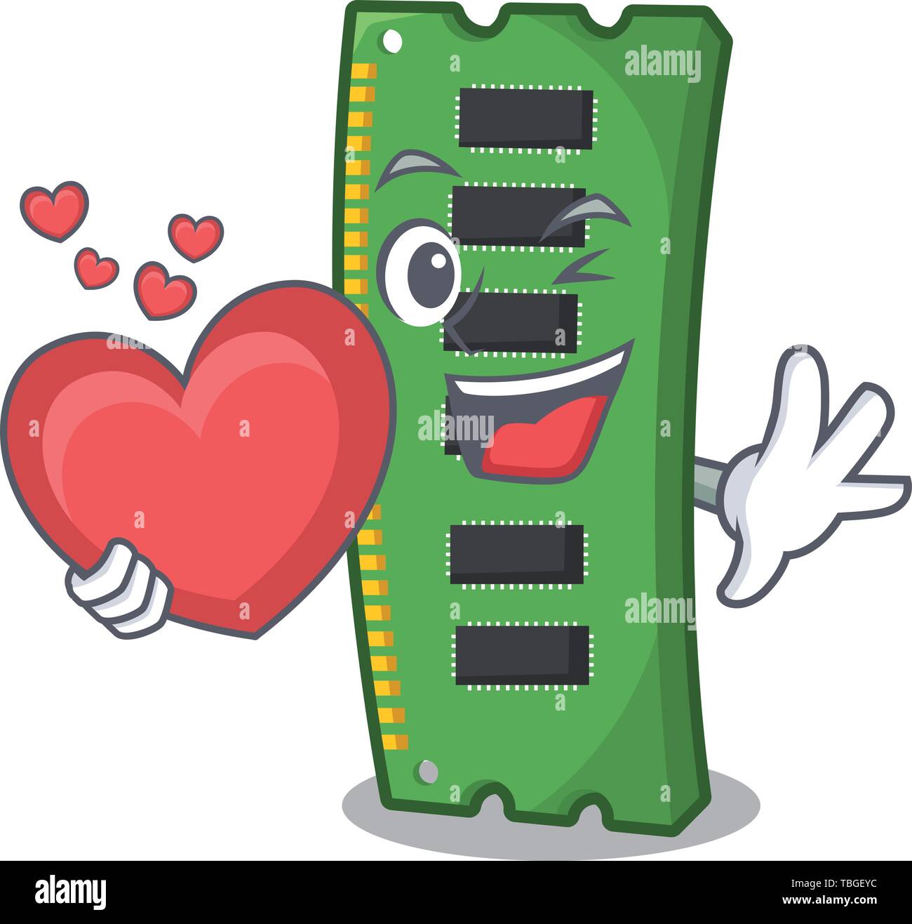 With heart RAM memory card in PC character Stock Vector Image & Art - Alamy