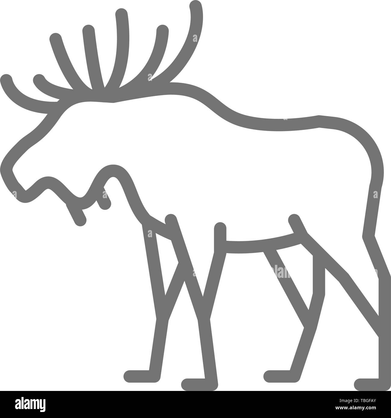 Elk, deer line icon. Isolated on white background Stock Vector