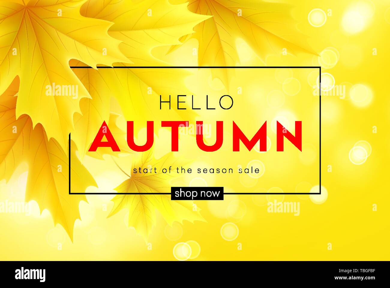 Autumn poster with lettering and yellow autumn maple leaves. Vector ...