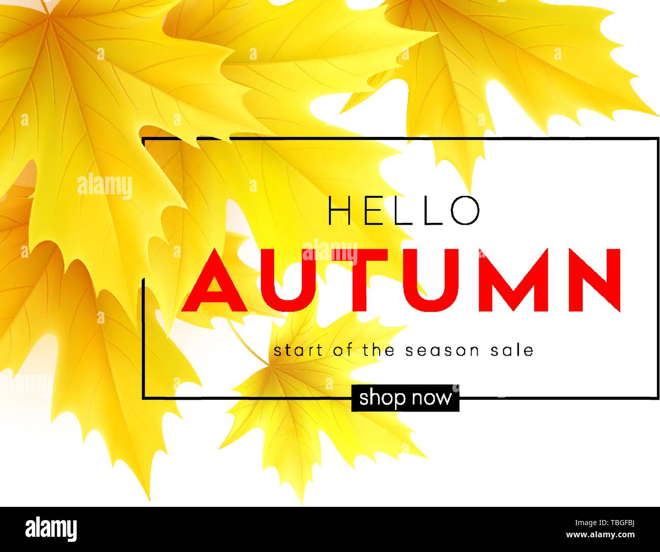 Autumn poster with lettering and yellow autumn maple leaves. Vector illustration Stock Vector