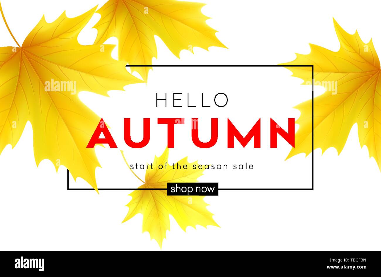 Autumn poster with lettering and yellow autumn maple leaves. Vector illustration Stock Vector