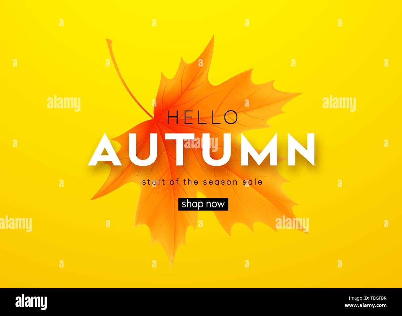 Autumn poster with lettering and yellow autumn maple leaves. Vector illustration Stock Vector