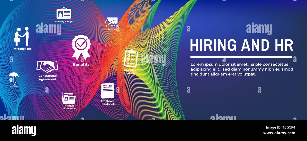 Hr Hiring Process Icon Set And Web Header Banner Stock Vector
