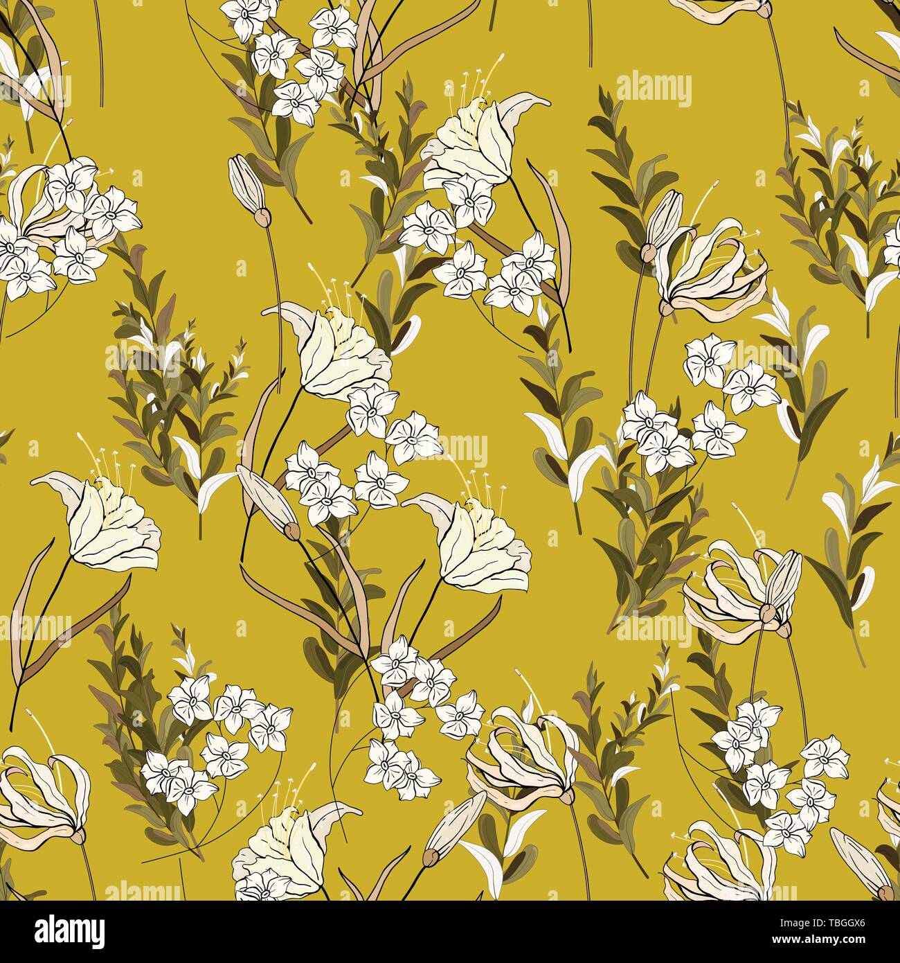 68 X 80 Kess InHouse Famenxt Flowers & Leaves Pattern Abstract Geometric Wall Tapestry 