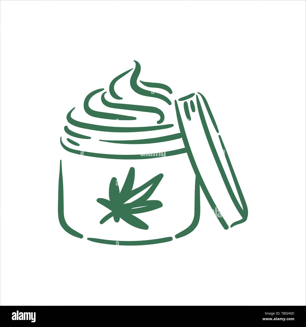 Vector hand drawn cannabis cream illustration on white background Stock Vector
