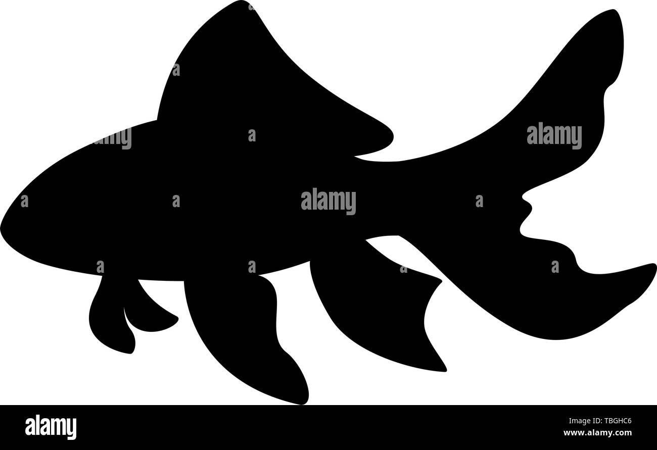Vector illustration black silhouette golden fish Stock Vector