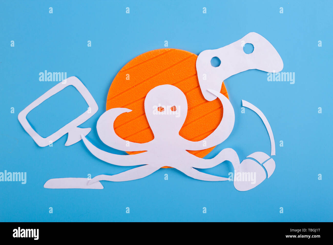 octopus character is playing video games. cartoon Stock Photo Alamy