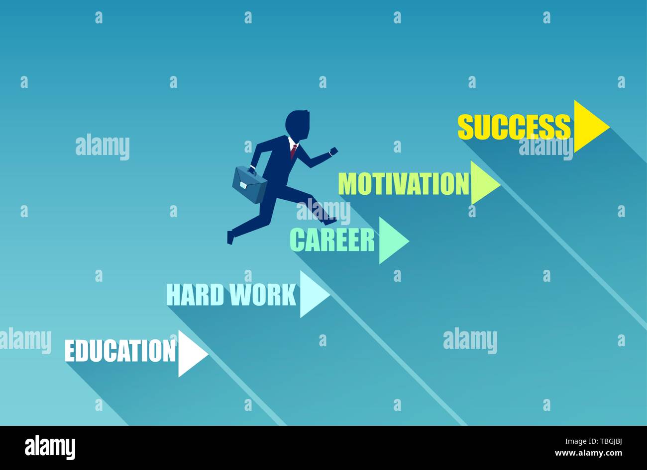 Vector of a business man climbing up a career ladder to success Stock