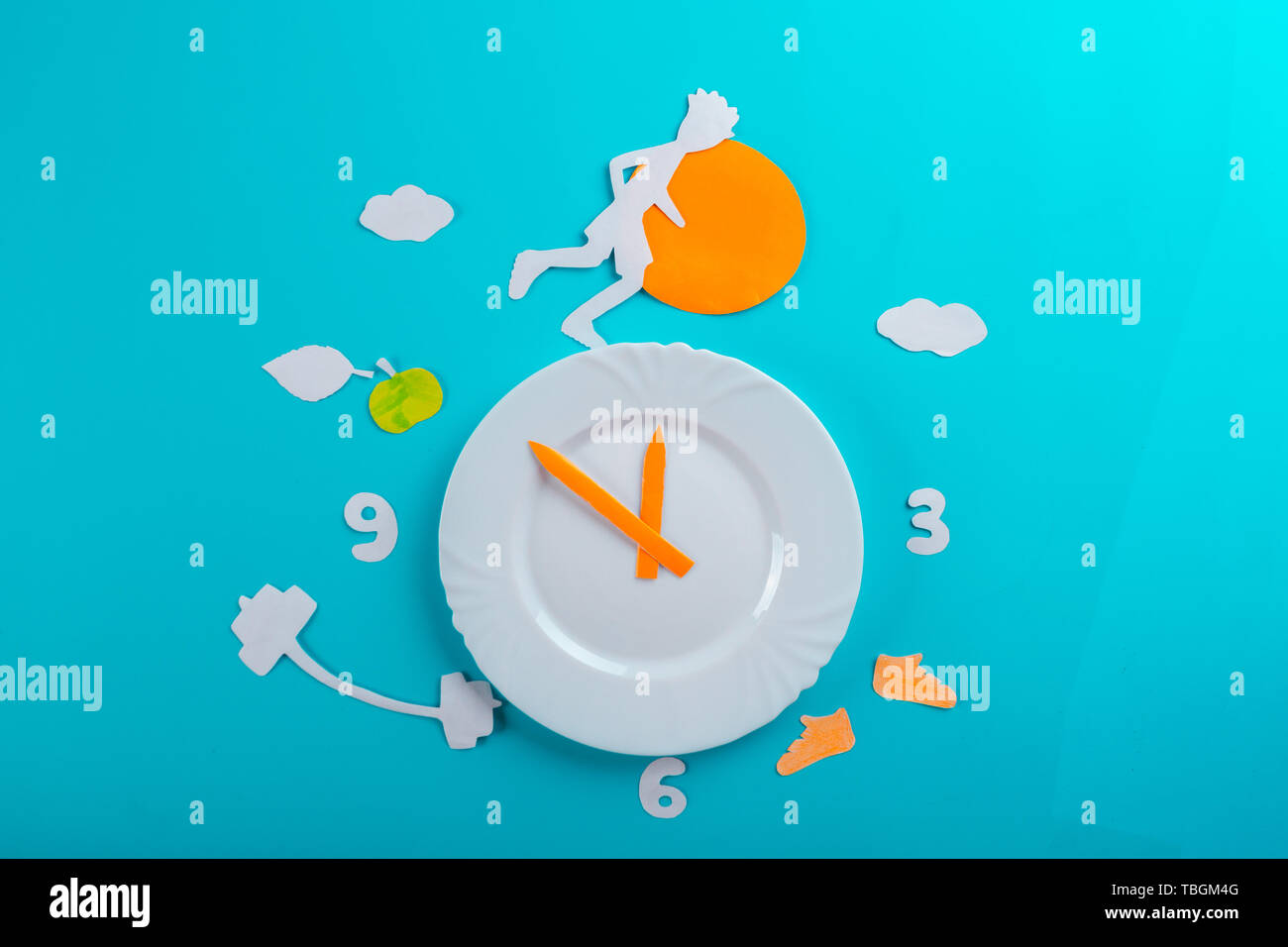 run in the morning concept. runner and clock Stock Photo Alamy