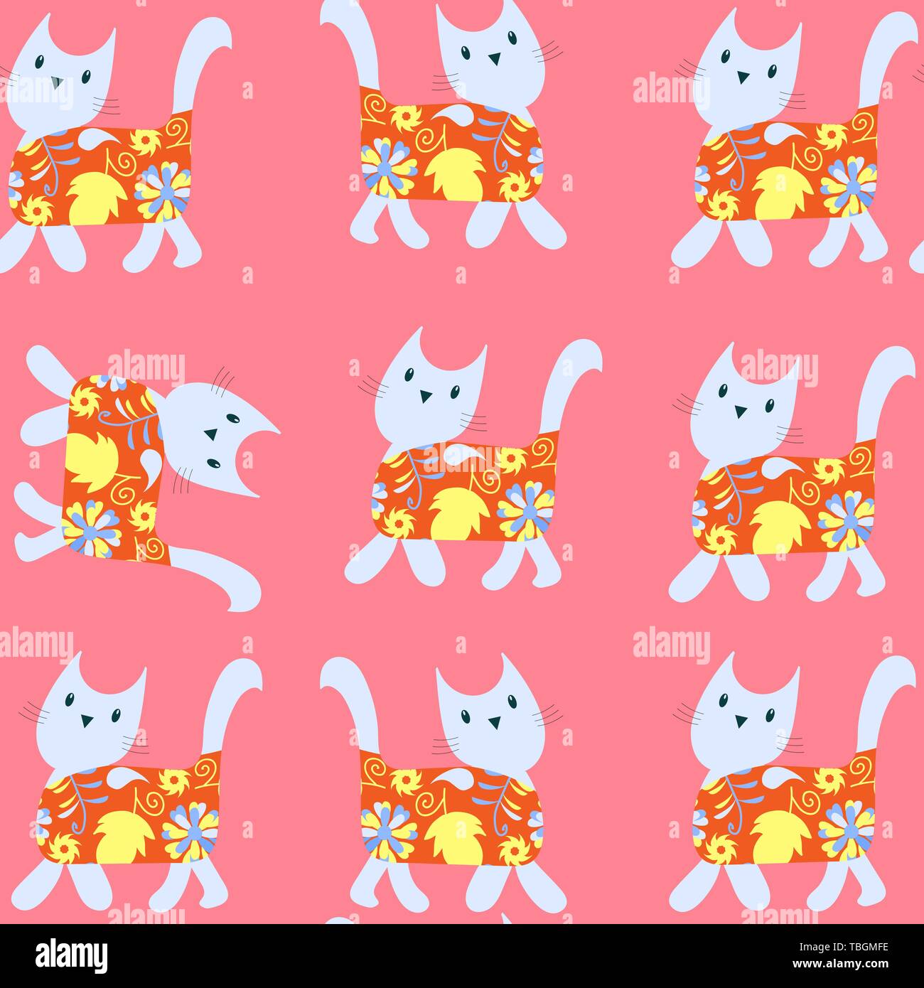 Cats abstract seamless pattern. It is located in swatch menu, vector Stock Vector