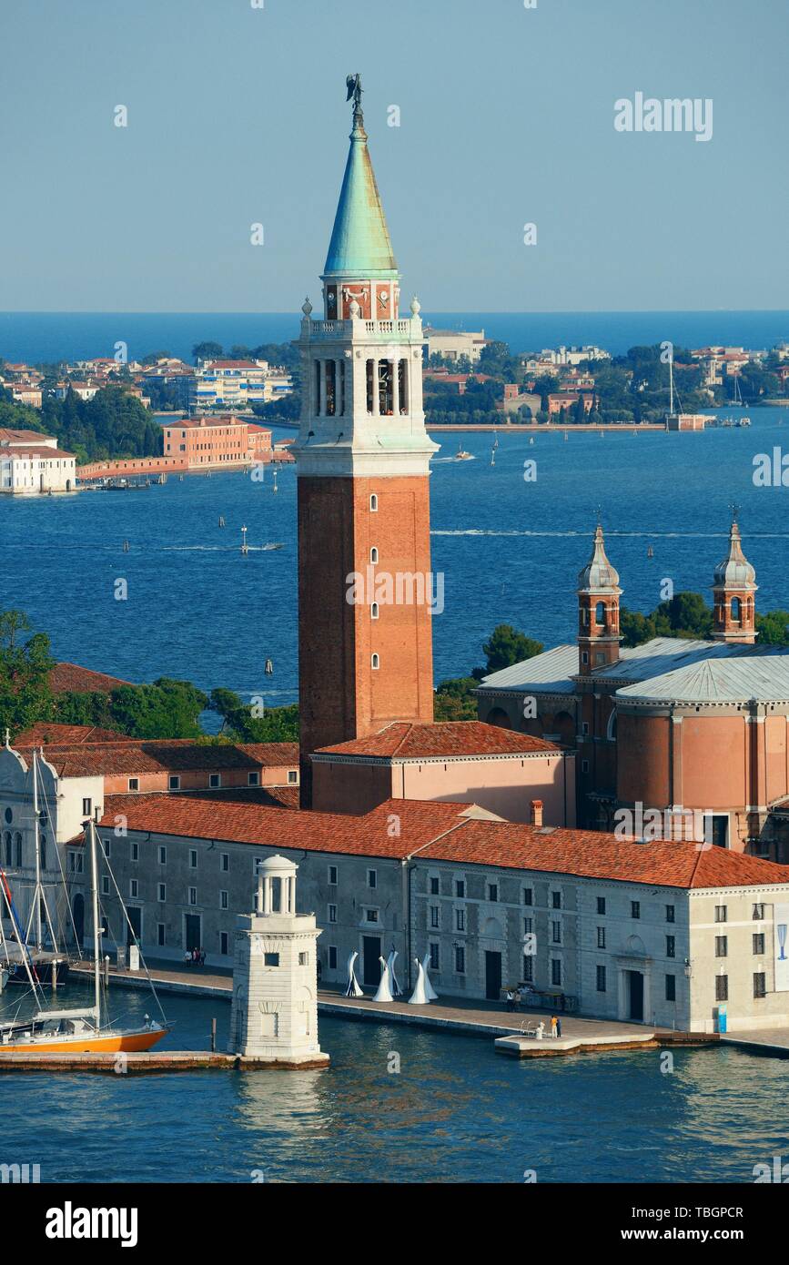 San Giorgio Maggiore church and boat in Venice, Italy Stock Photo - Alamy