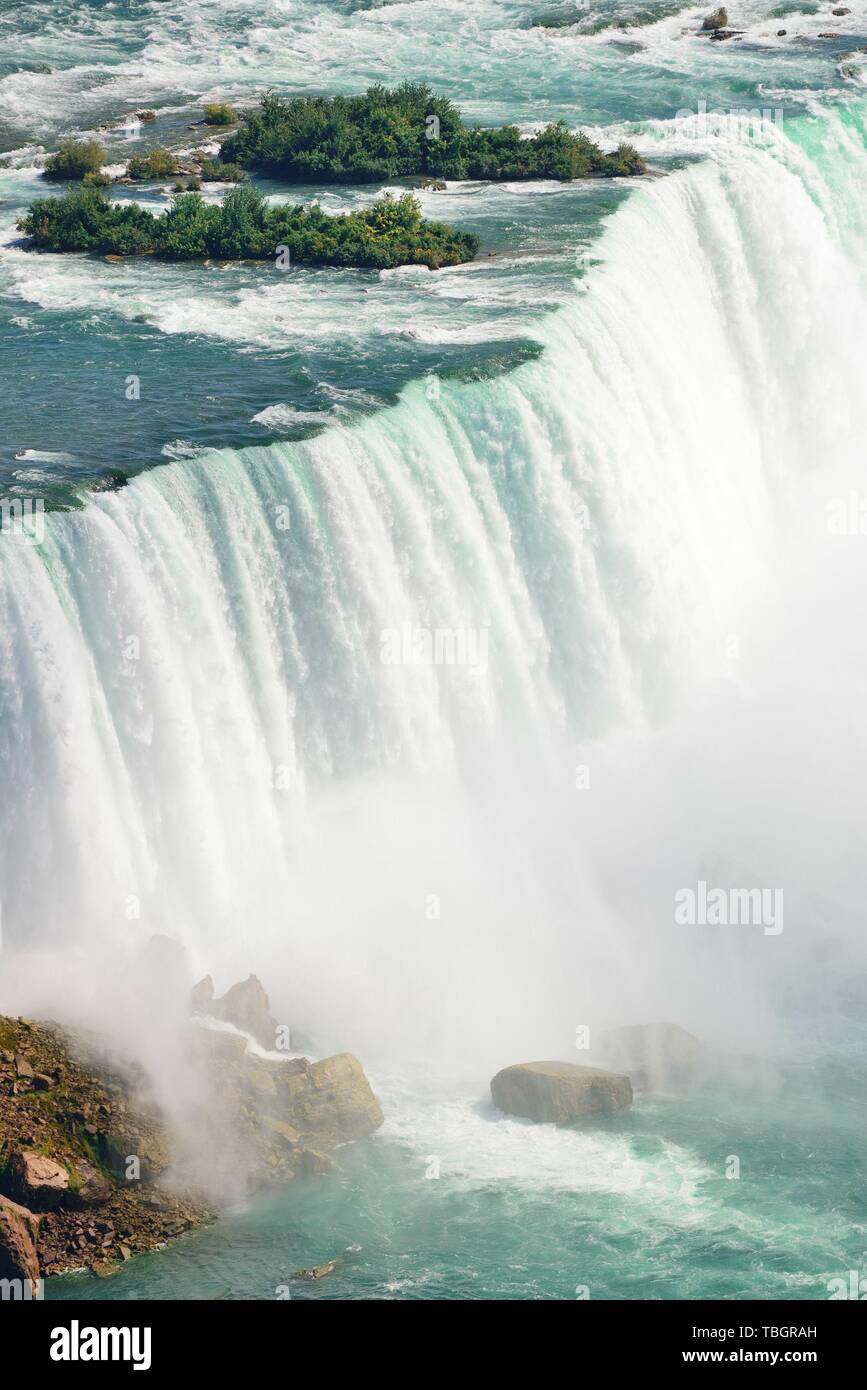Horseshoe Falls aerial view in the day with mist from Niagara Falls Stock Photo