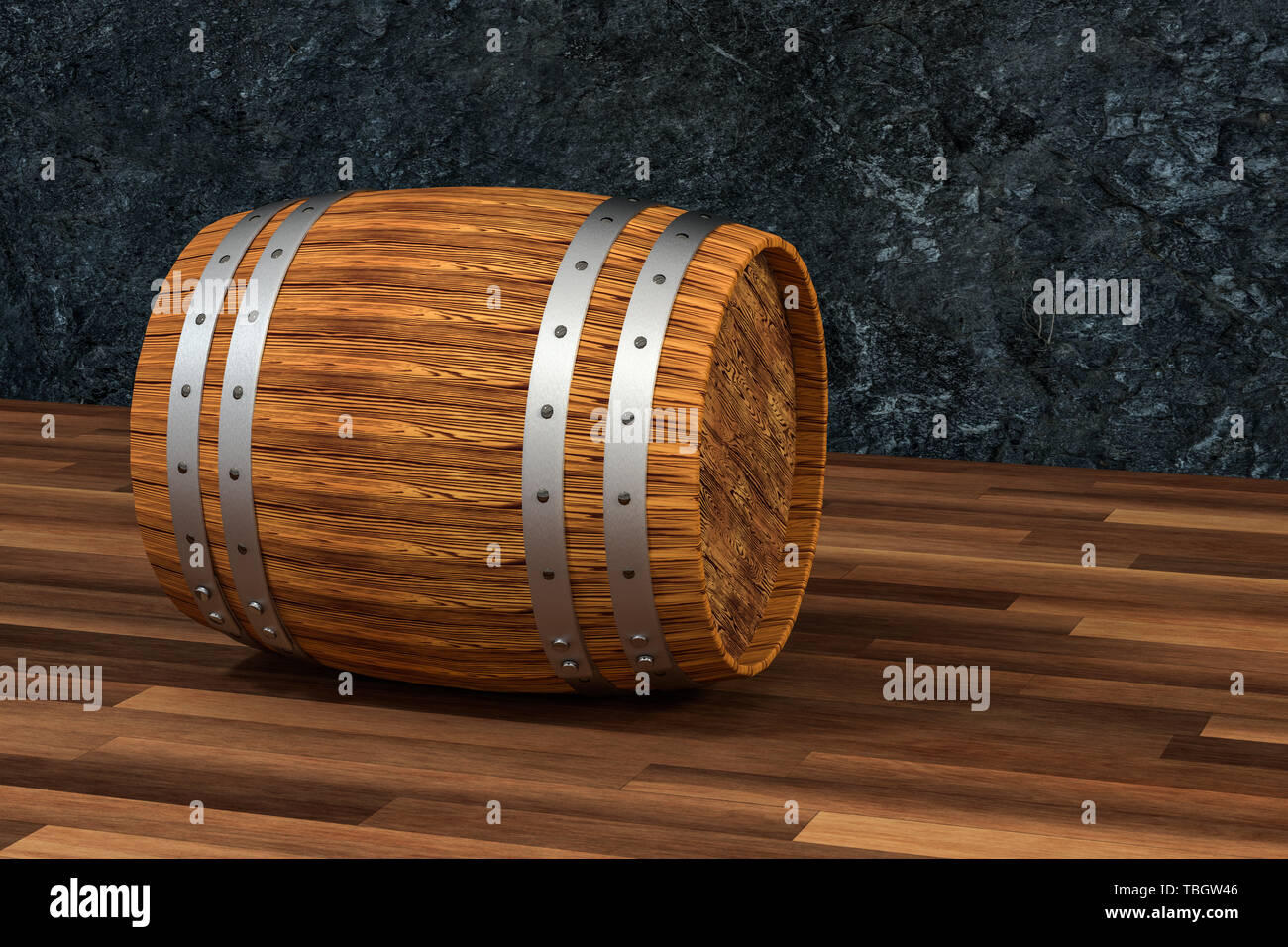 Wooden Winery Barrel With Dark Rust Background 3d Rendering
