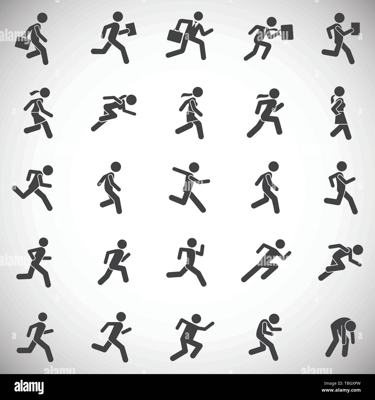 Running related icons set on background for graphic and web design ...