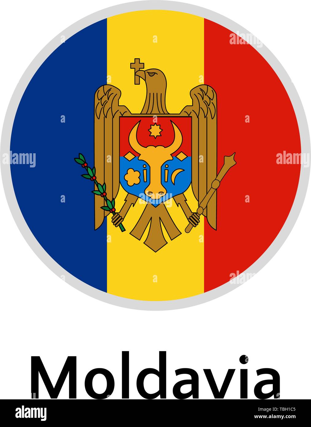 Moldavia flag round flat icon, european country vector illustration Stock Vector