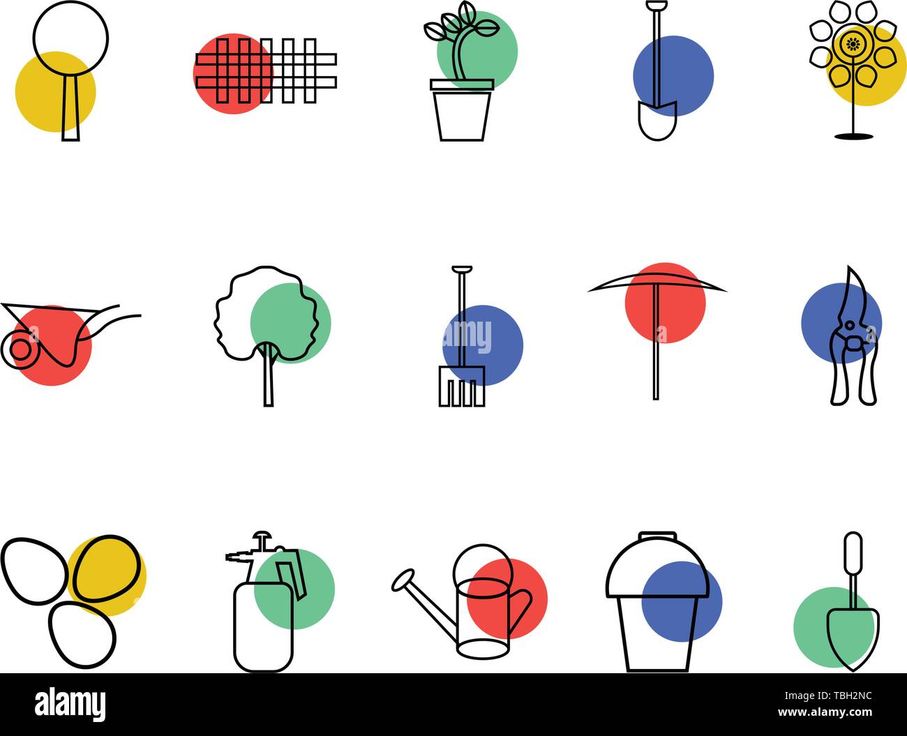 Flat icons for the gardening concept - garden flat icons set Stock ...