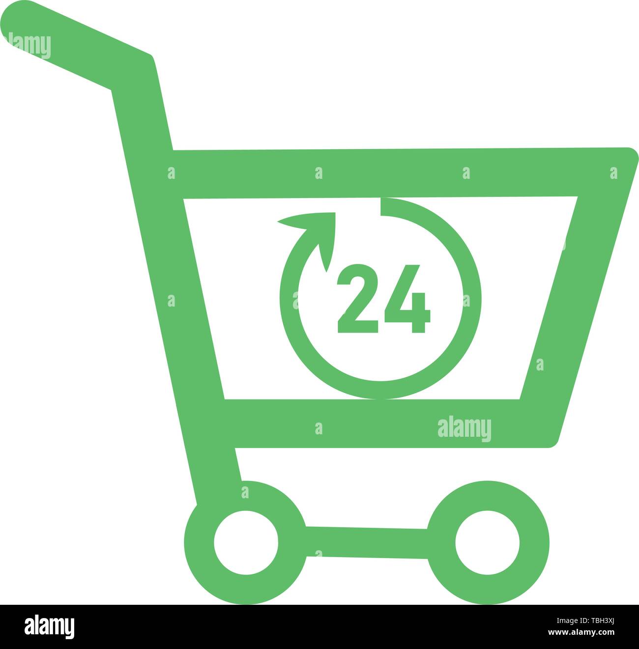 Twenty four hour icon on a shopping cart - Vector Stock Vector