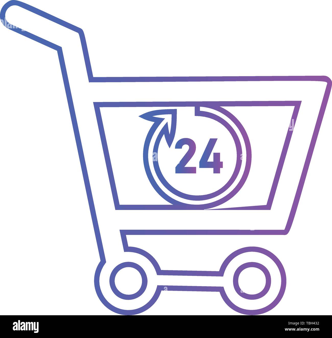 Twenty four hour icon on a shopping cart - Vector Stock Vector