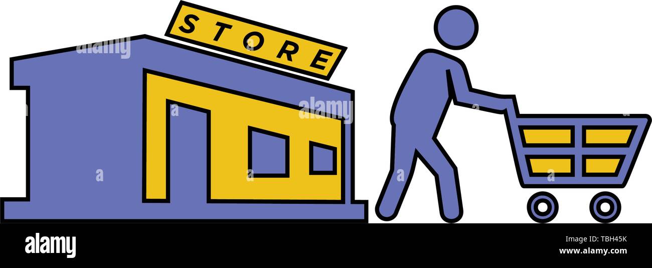 Return from the store - shopper men icon - vector Stock Vector