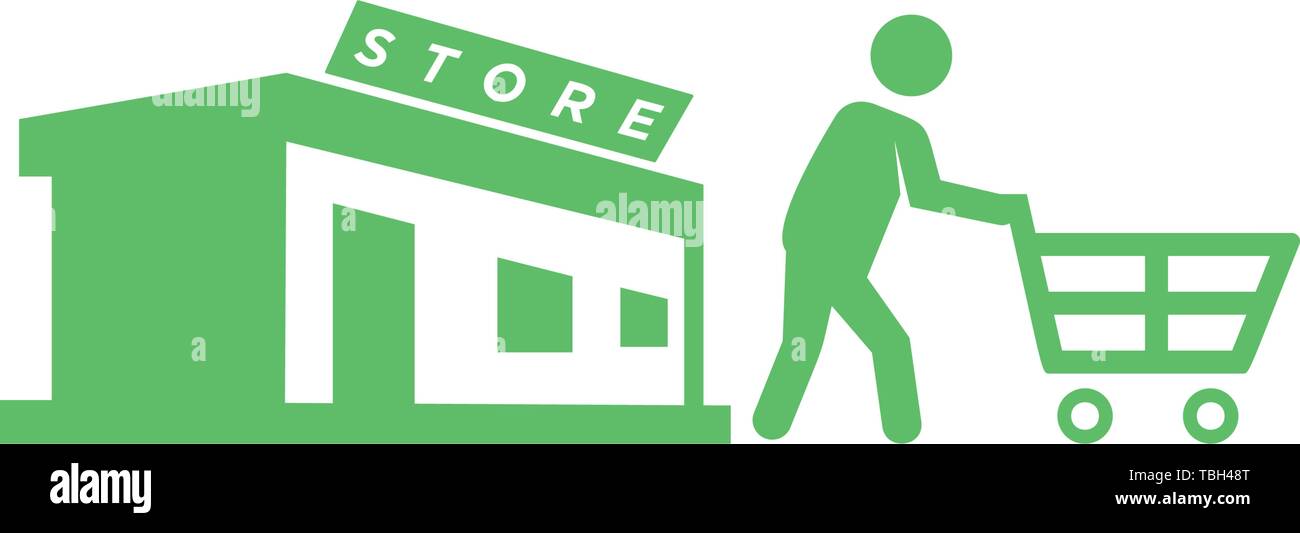 Return from the store - shopper men icon - vector Stock Vector