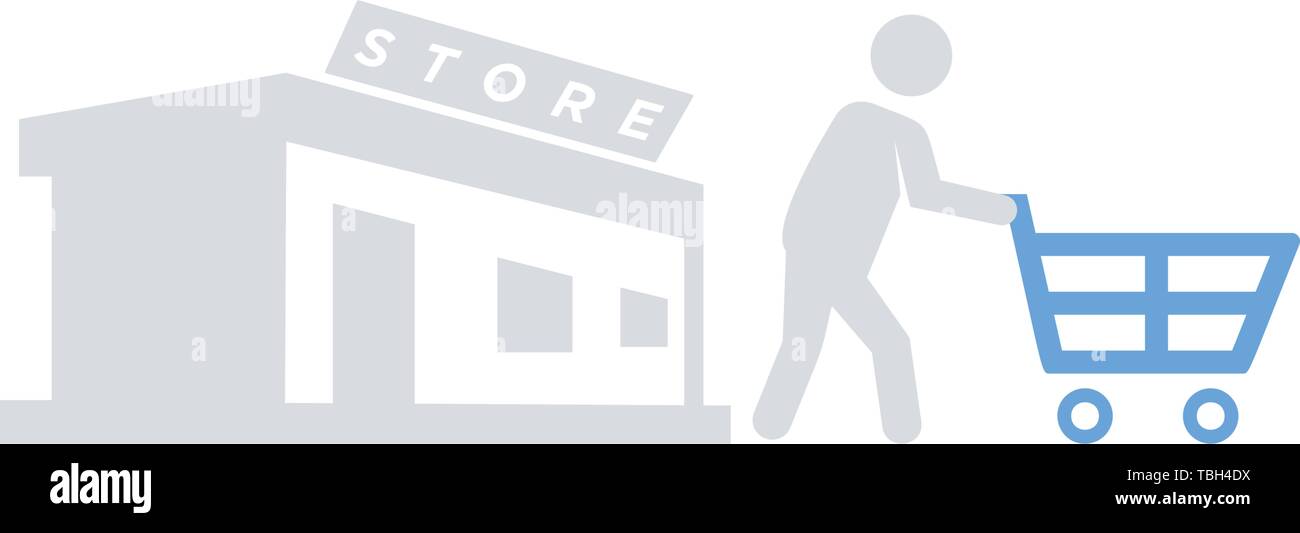 Return from the store - shopper men icon - vector Stock Vector
