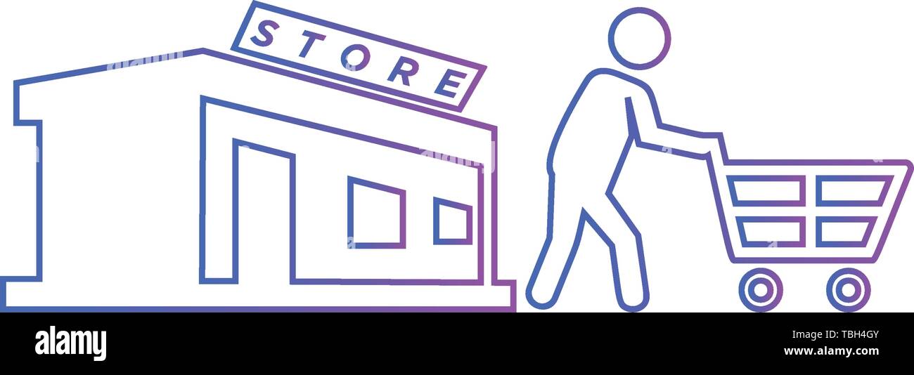 Return from the store - shopper men icon - vector Stock Vector