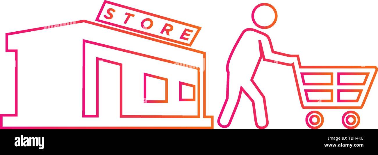 Return from the store - shopper men icon - vector Stock Vector