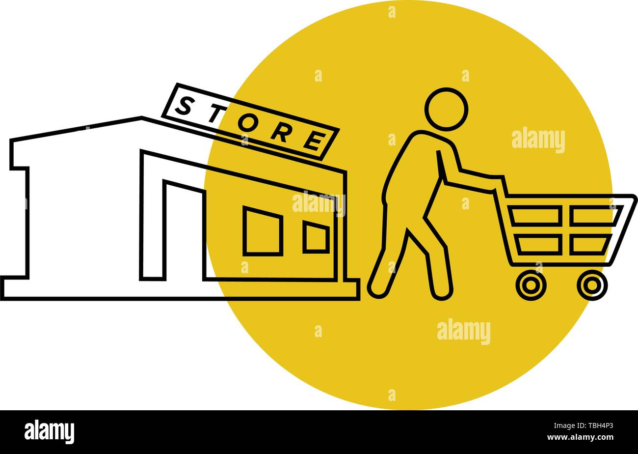 Return from the store - shopper men icon - vector Stock Vector