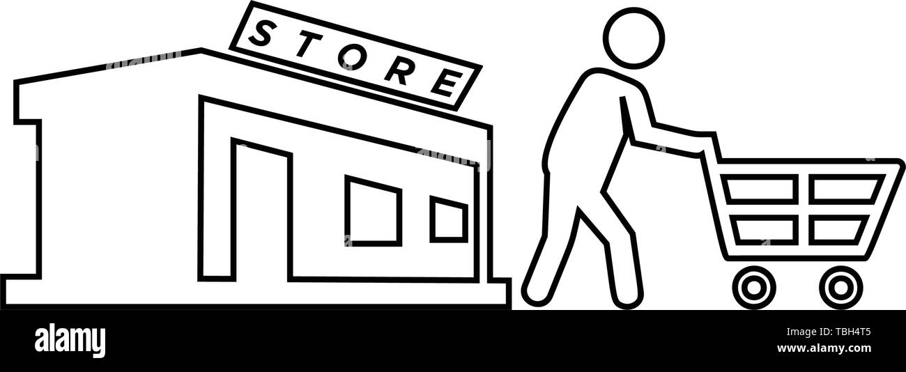 Return from the store - shopper men icon - vector Stock Vector