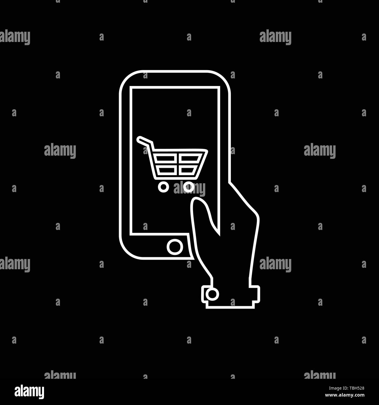 Hand holding mobile online shopping icon vector Stock Vector Image