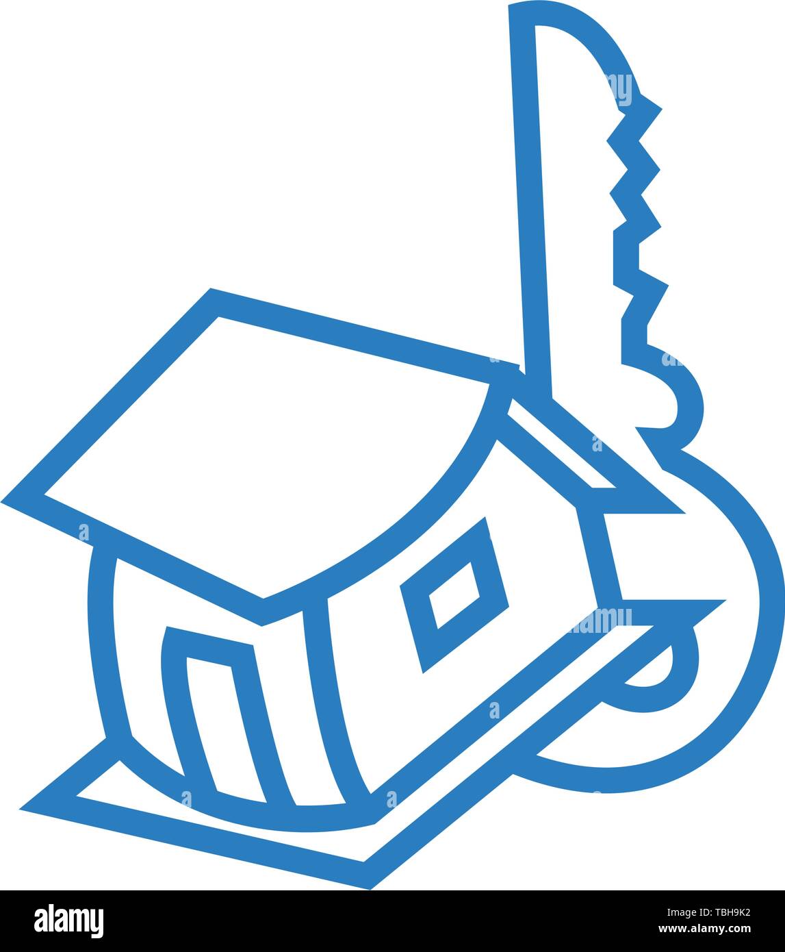 House Key line Icon - Vector Stock Vector
