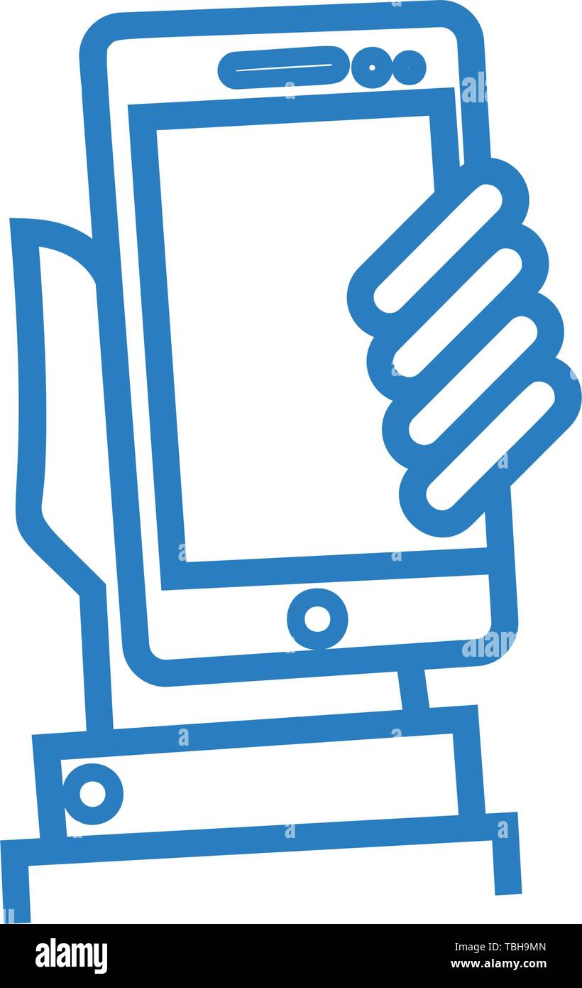 Mobile phone in hand icon - vector Stock Vector
