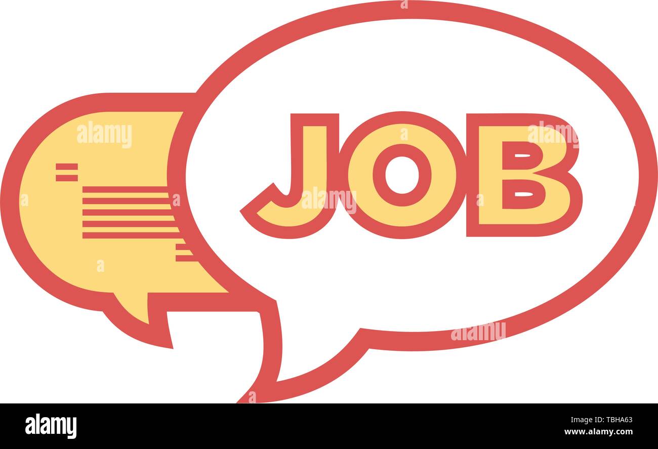 Chatting Bubble with job text linear fill sign - vector Stock Vector