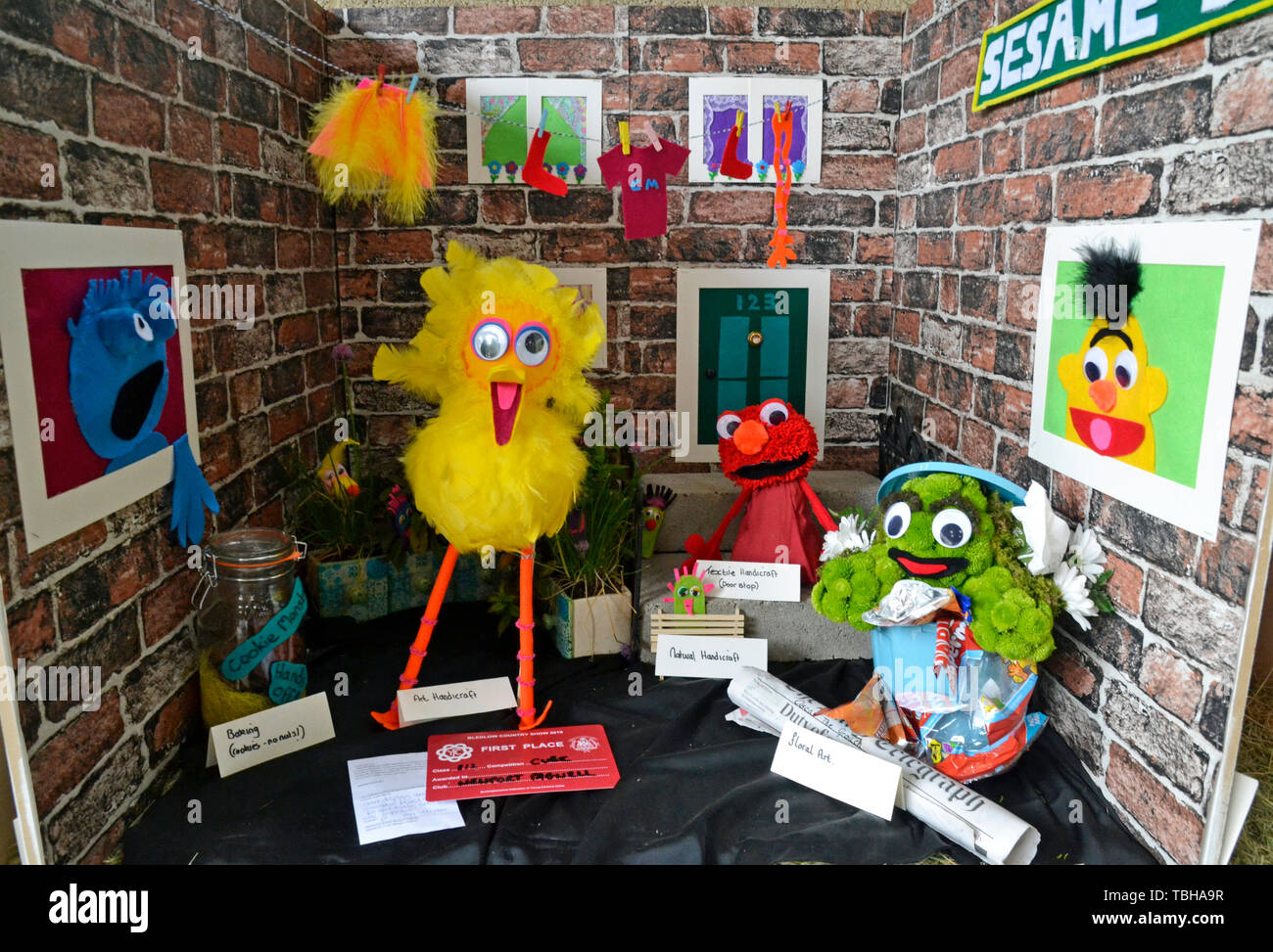 Sesame Street Crafts in a competition at the Bledlow Country Show on 1 June 2019. Buckinghamshire, England, UK Stock Photo