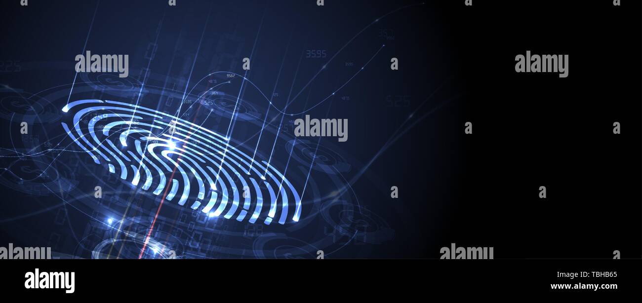 Abstract fingerprint technology business background. Circuit security style. Digital identify Stock Vector