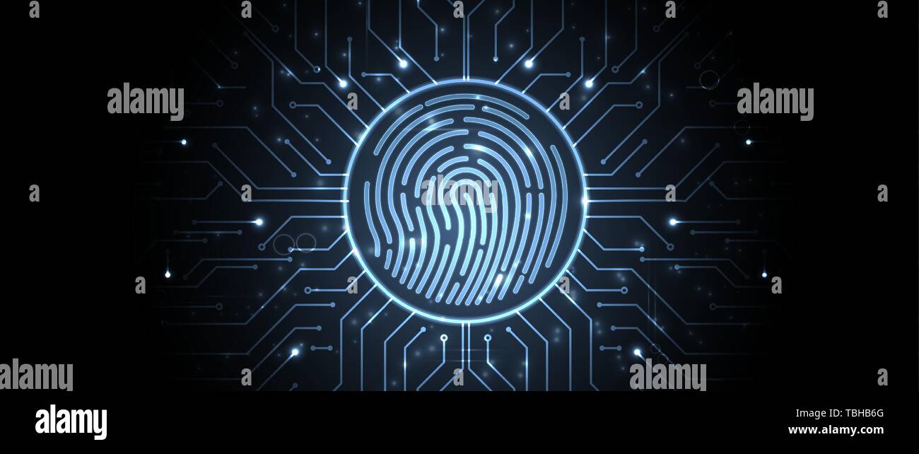 Abstract fingerprint technology business background. Circuit security ...