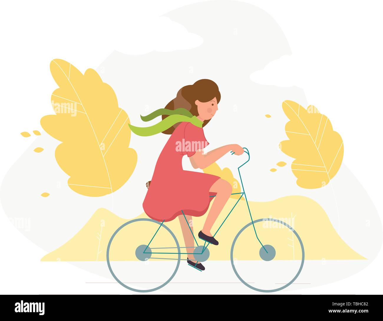 Sporty girl on bike - vector illustration Stock Vector