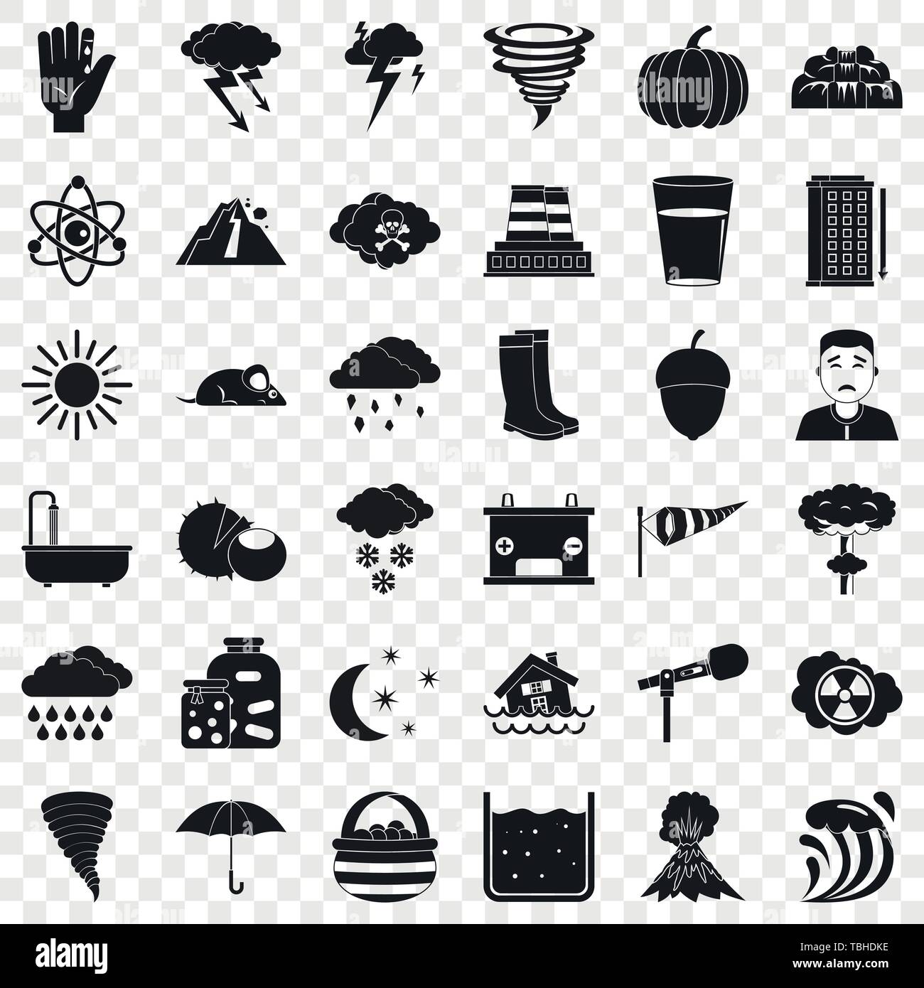 Meteorology icons set, simple style Stock Vector