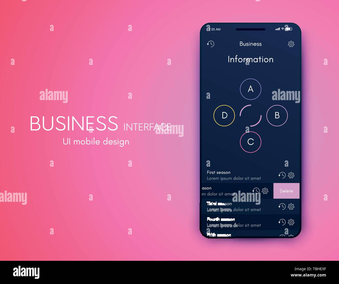 Vector graphics mobile infographics with four options. Template for creating mobile applications, workflow layout, diagram, banner, web design Stock Vector