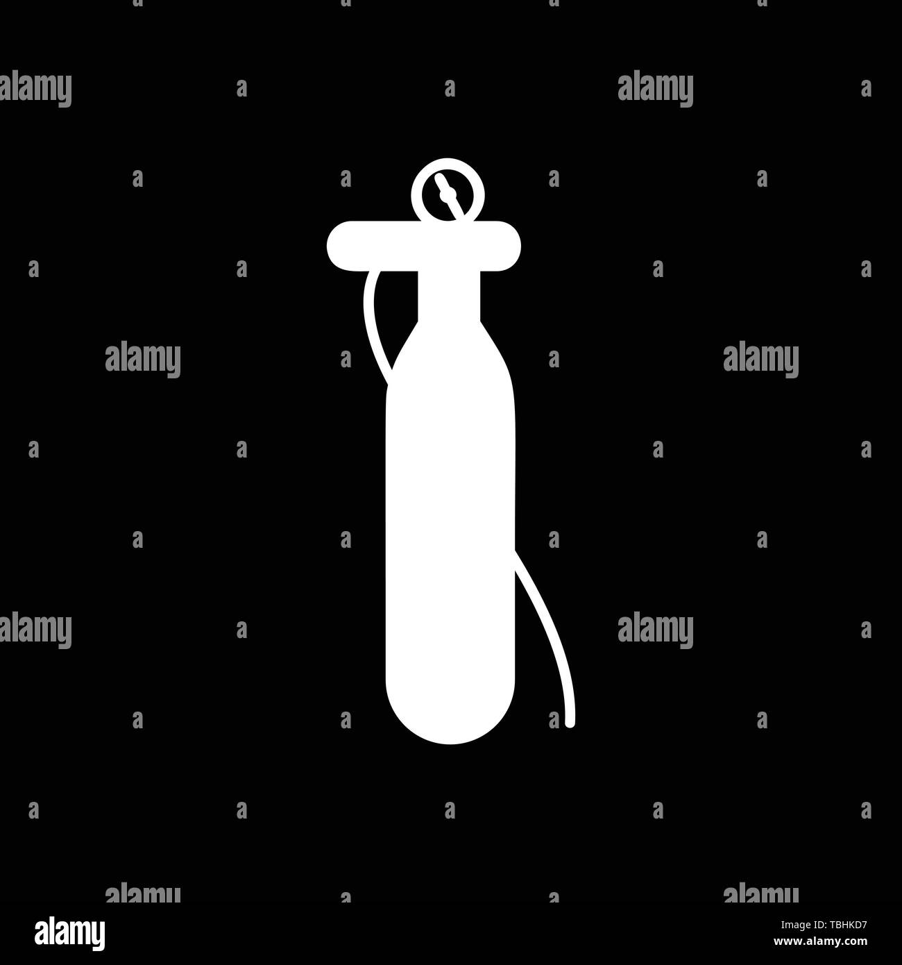 Oxygen Cylinder icon - glyph style black vector icon - Vector Stock Vector