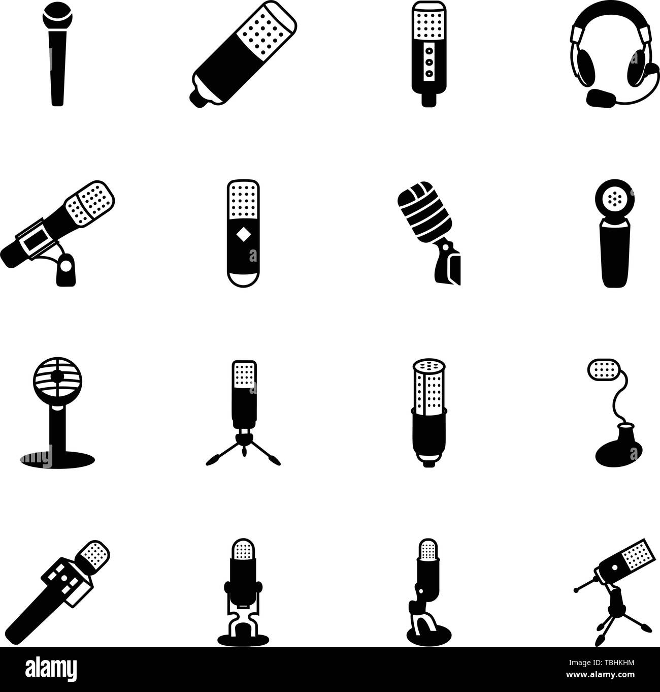 Microphone icons set Collection of highquality audio pictogram