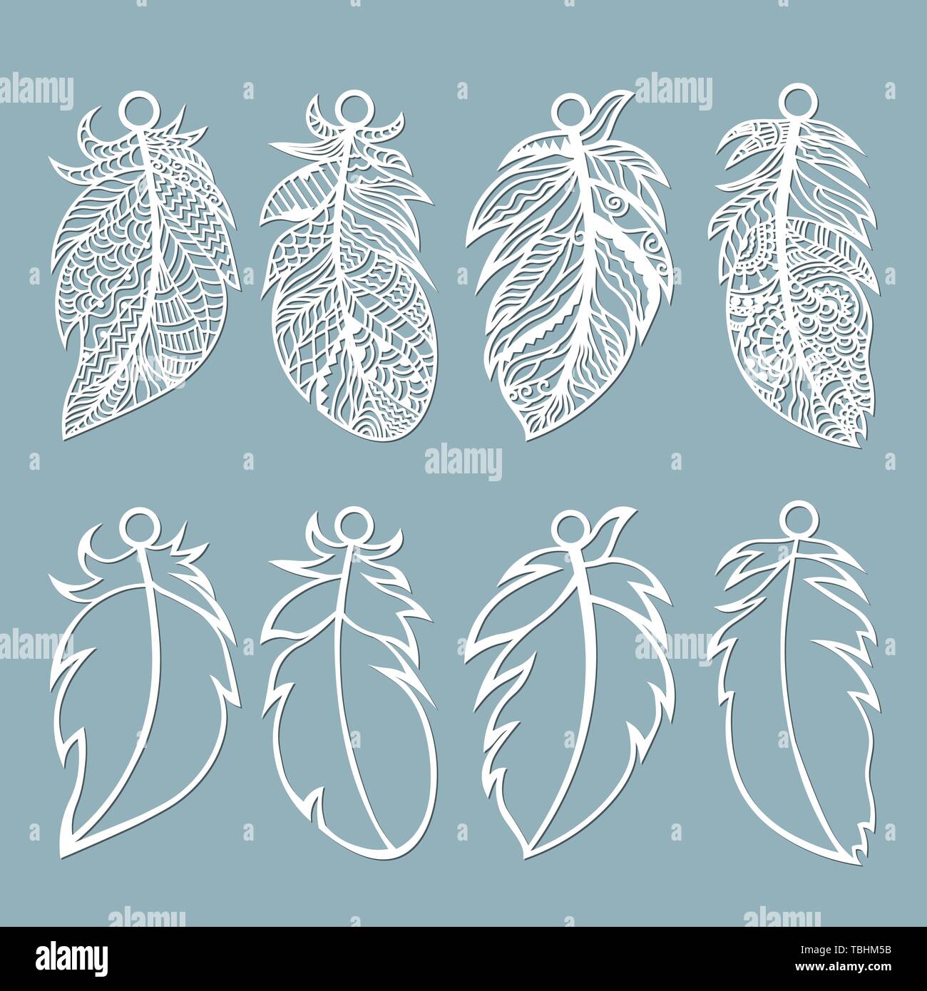 Feather. Laser cut. Feathers on a string. Template for laser cutting and  Plotter. Vector illustration. Sticker. Pattern for the laser cut,  serigraphy Stock Vector Image & Art - Alamy