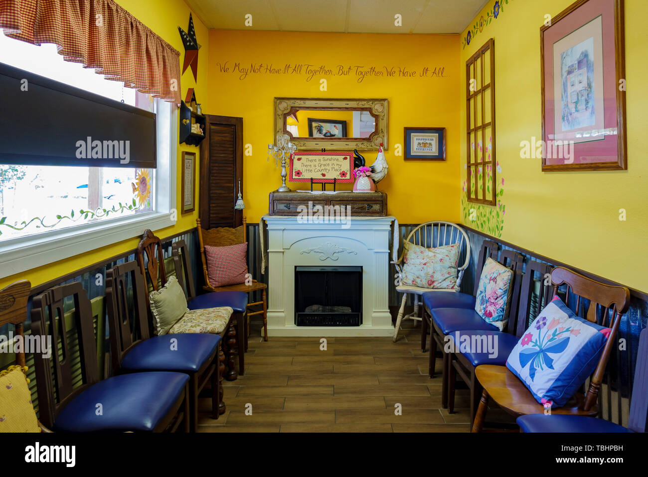 Henderson, APR 27: Interior view of waiting area of an old restaurant on APR 27, 2019 at Henderson, Nevada Stock Photo