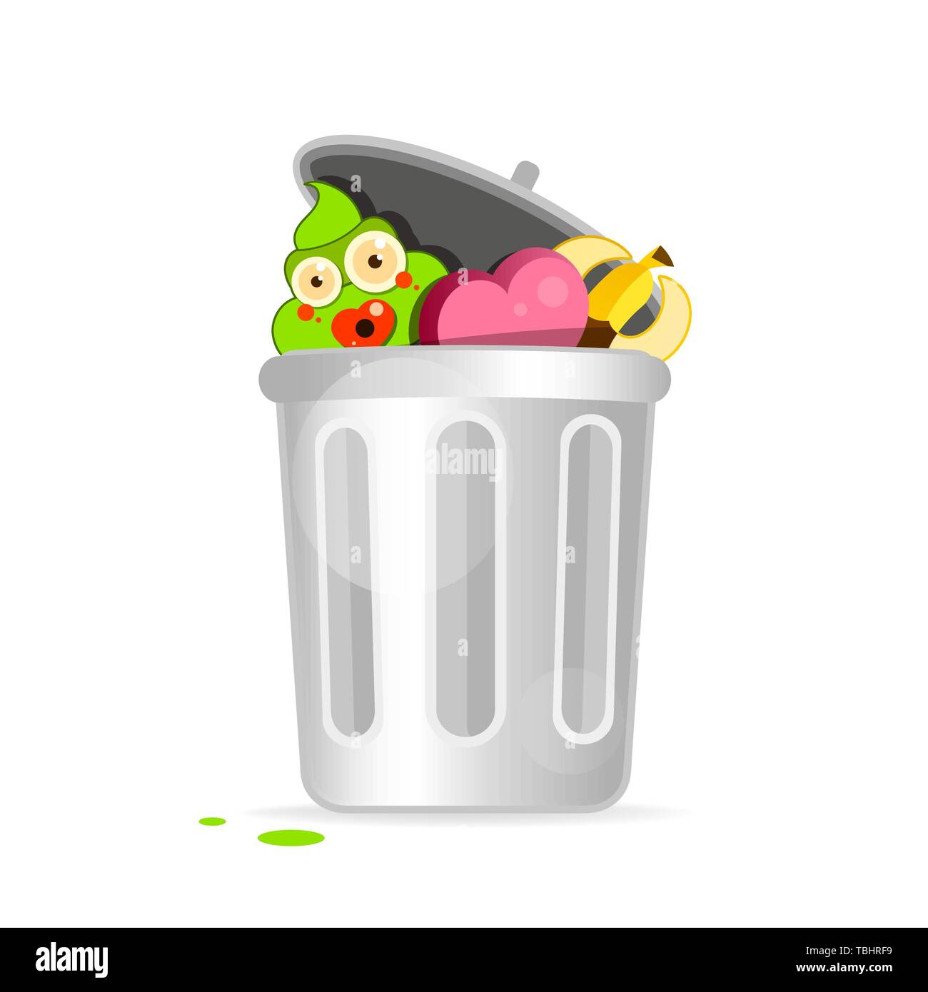 cartoon open trash can