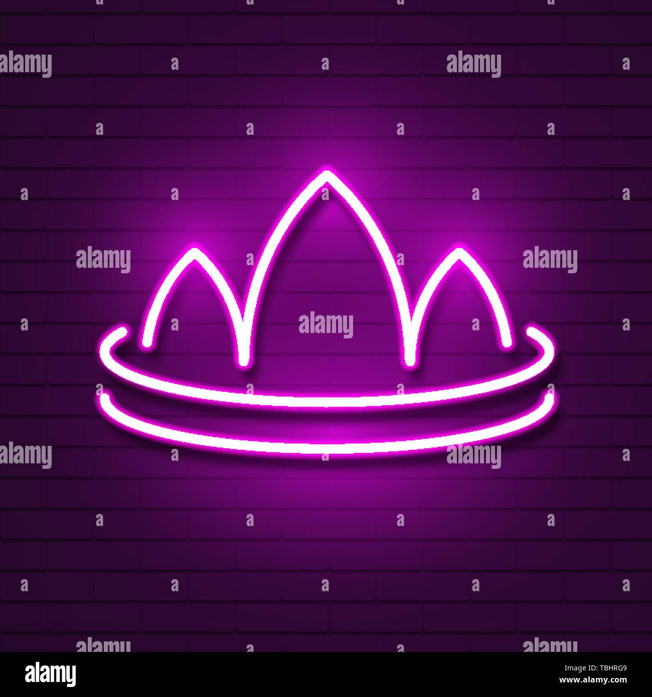 Neon crown on brick wall logo for web design. Vector illustration Stock Vector