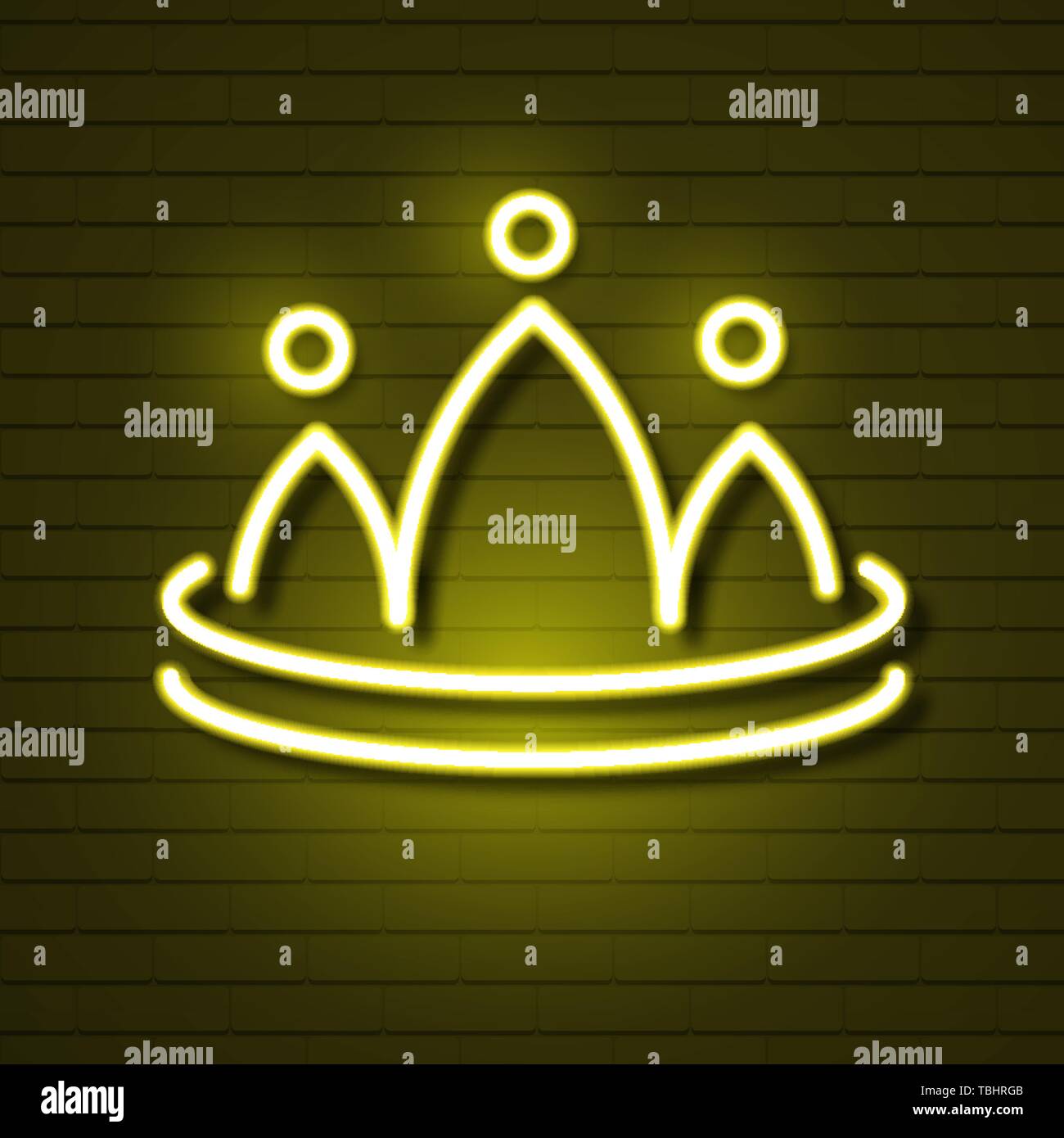 Neon crown on brick wall logo for web design. Vector illustration Stock Vector