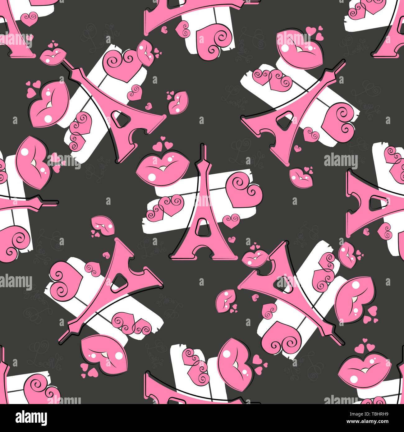 Cute Eiffel Tower Vector Background. Seamless Textile Illustration. Stock Vector